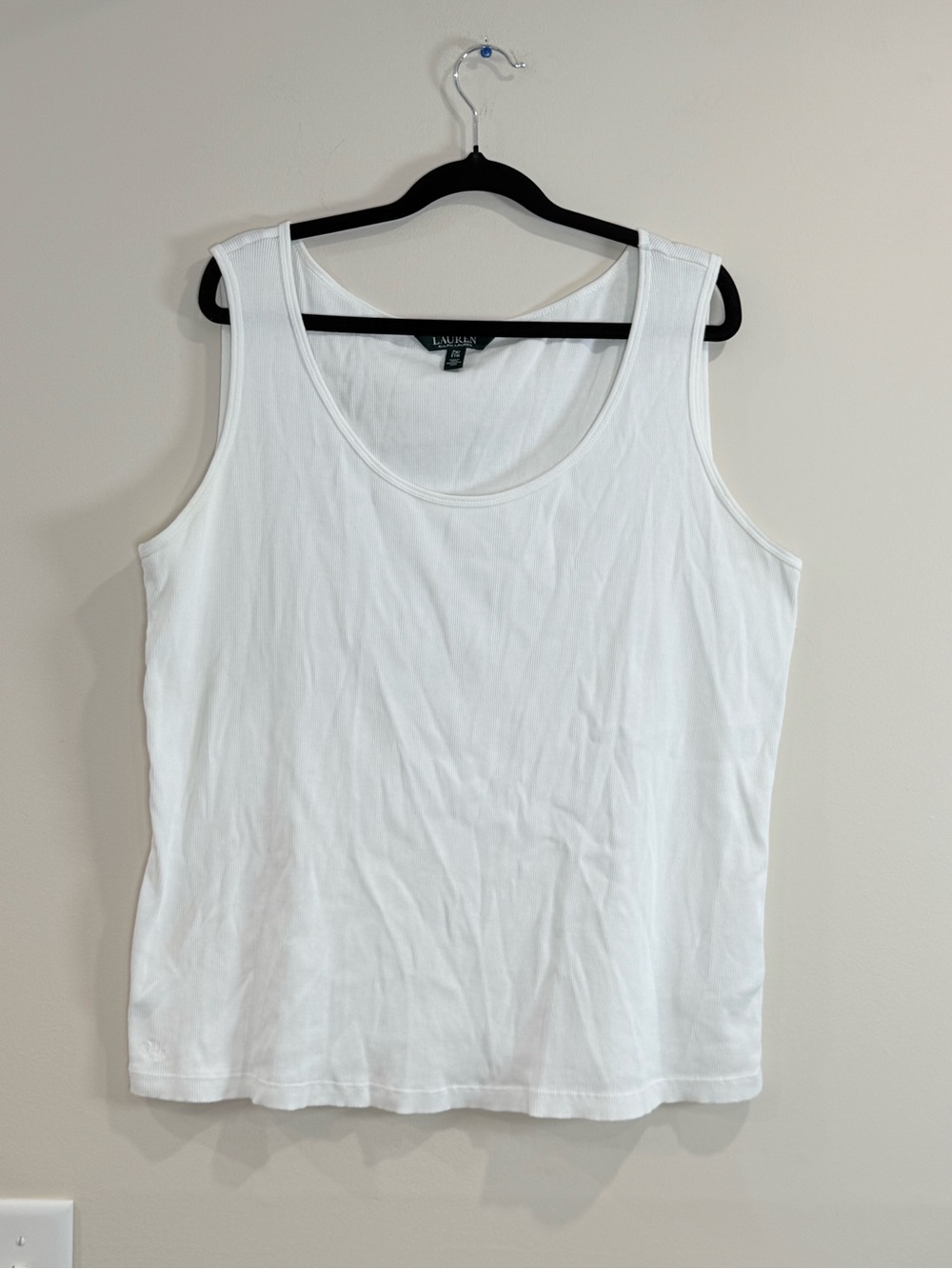 🔥Ralph Lauren Women’s White Scoop Neck Tank Top Size 2X EC🔥